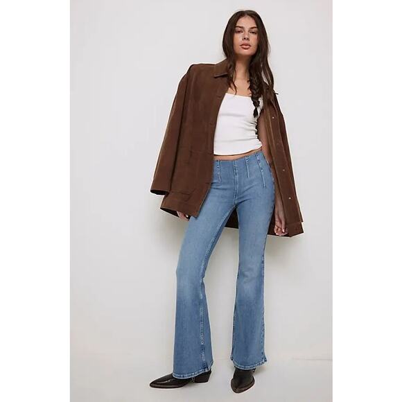 NEW! Free People we the free keira pull-on flare jeans out of sight 27 - Picture 2 of 10